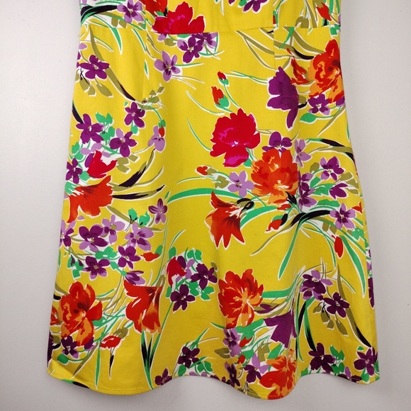 NWOT SPENSE Yellow Floral Fit & Flare Dress w/ Satin Lined Bodice Sz. 14 - Picture 8 of 11